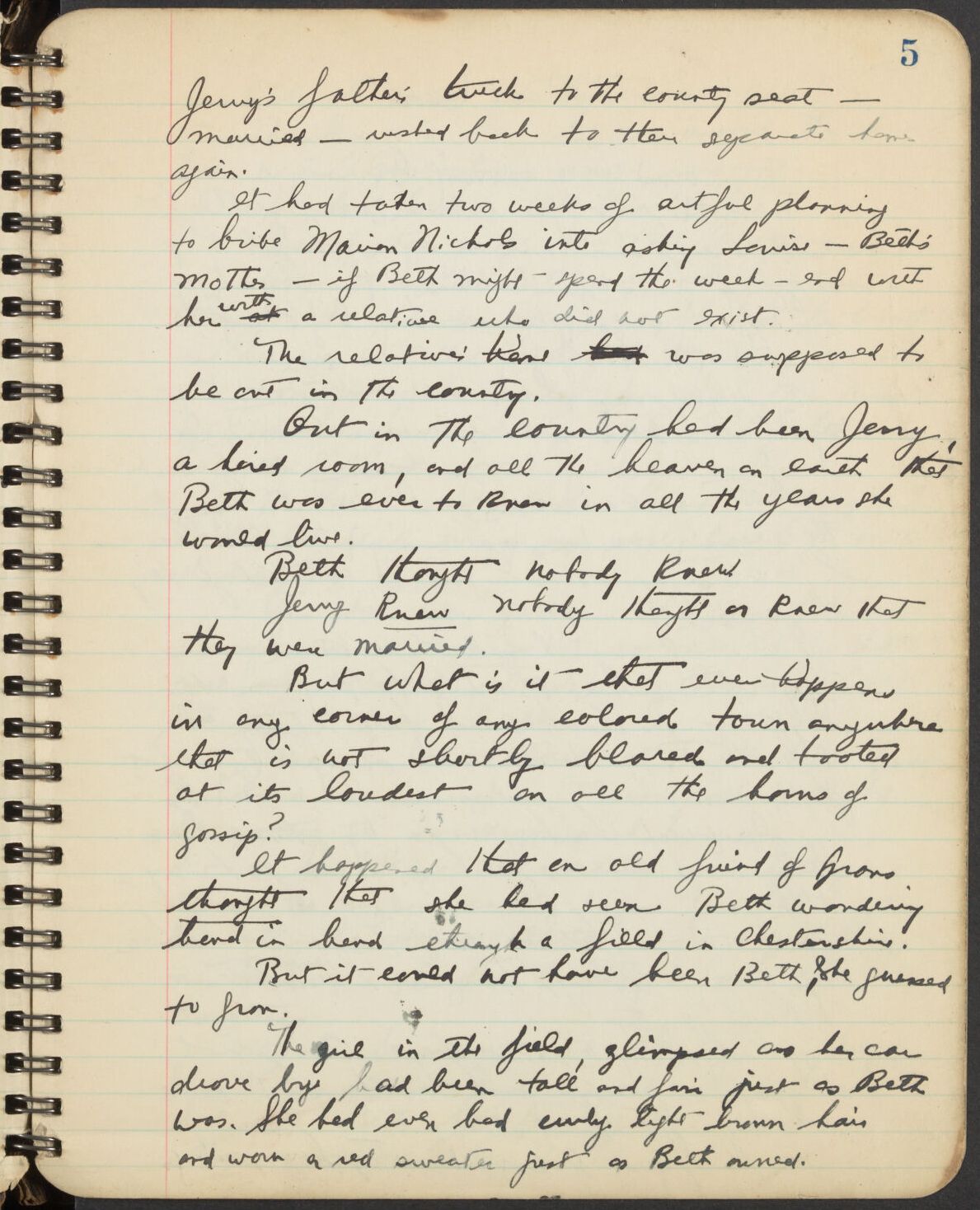 a page from Bonner's notebook