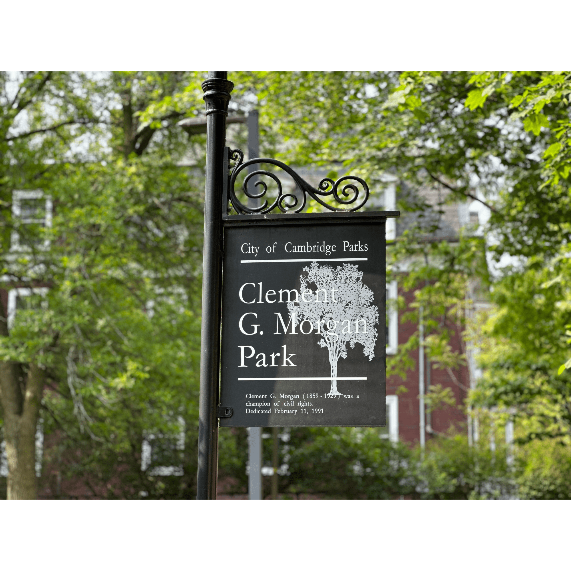 A sign for Clement Morgan park