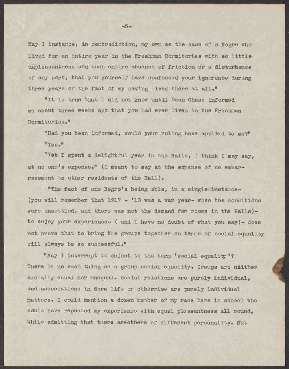 Edwin Jourdain notes on meeting with Abbott Lawrence Lowell