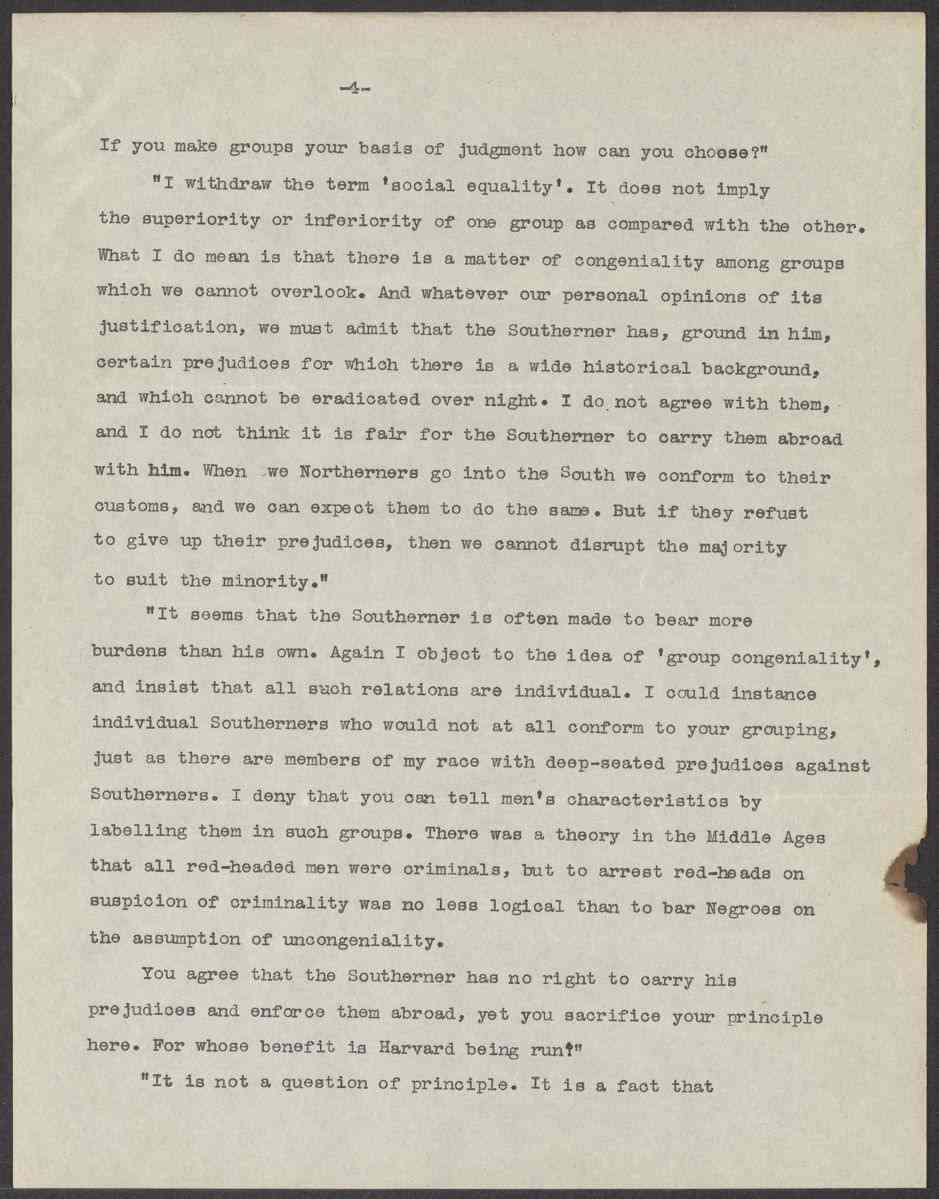 Edwin Jourdain notes on meeting with Abbott Lawrence Lowell