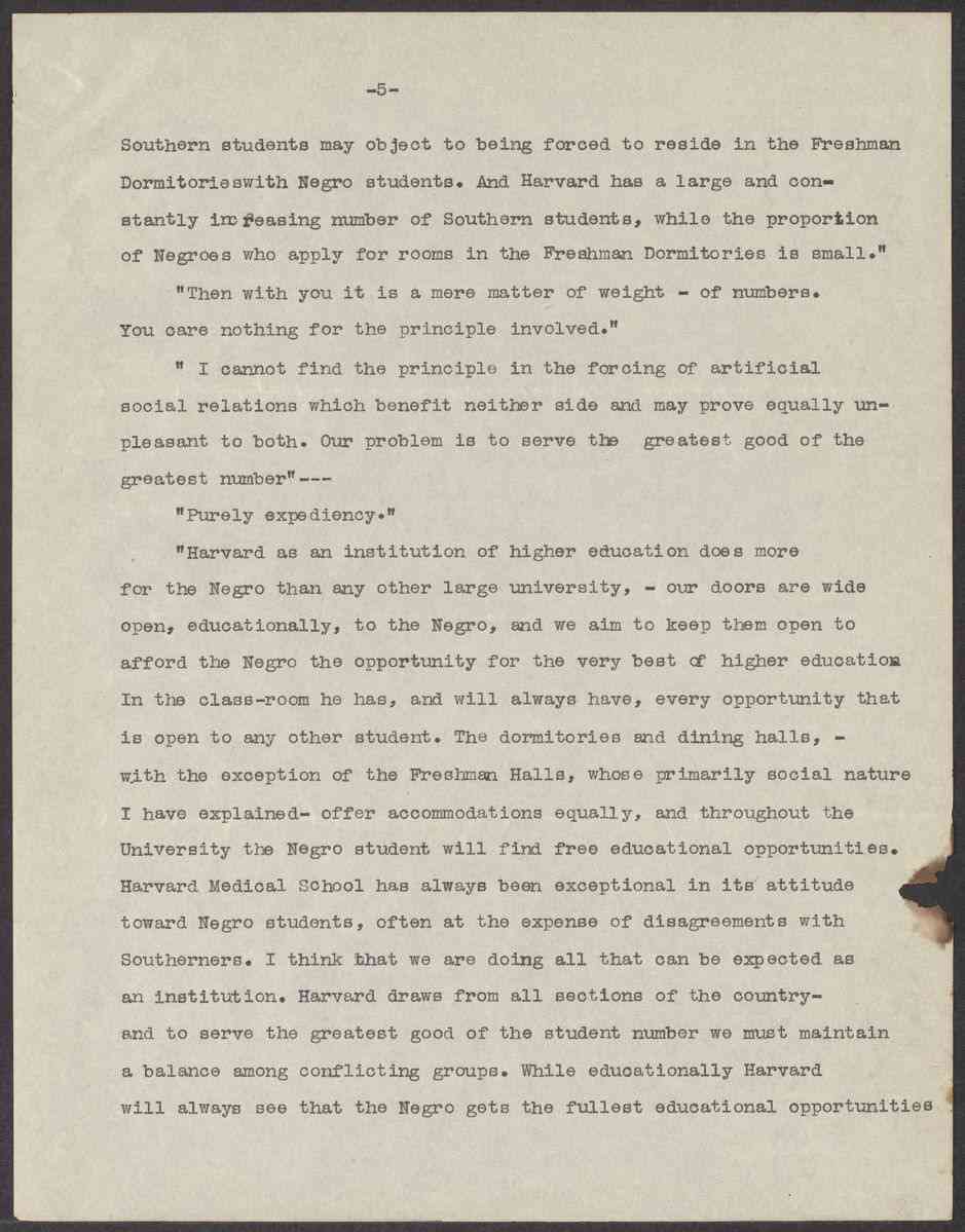 Edwin Jourdain notes on meeting with Abbott Lawrence Lowell
