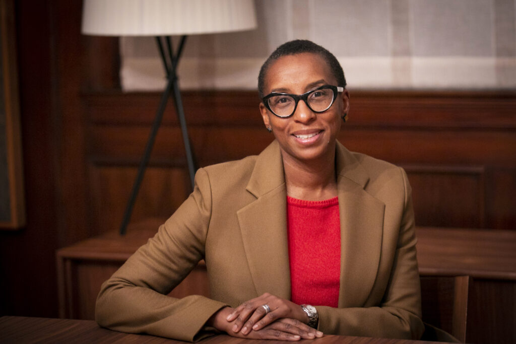 Claudine Gay at a desk