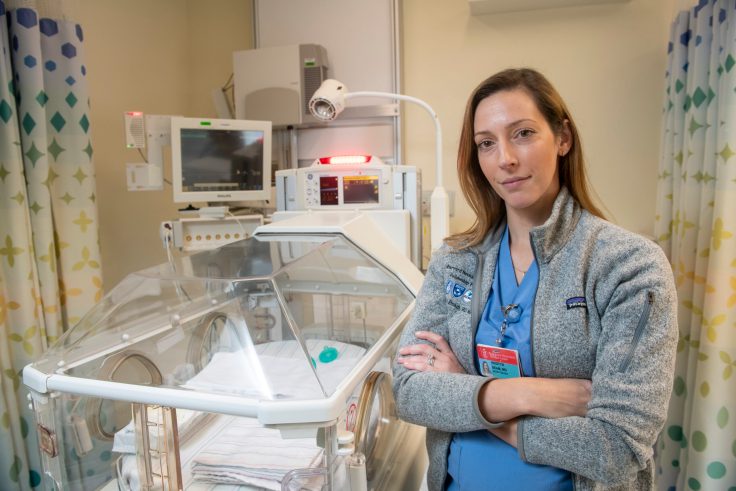 Kristyn Beam in scrubs at a hospital