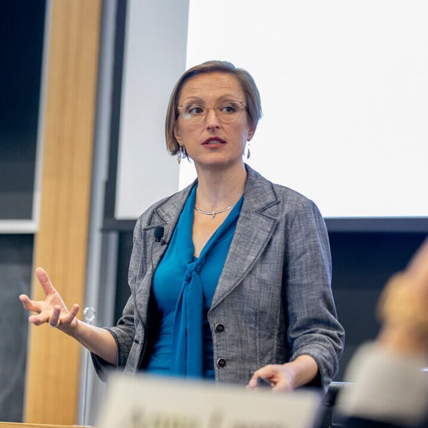 Julia Minson in a suit