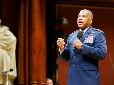 Lieutenant General Rich Clark talking on stage