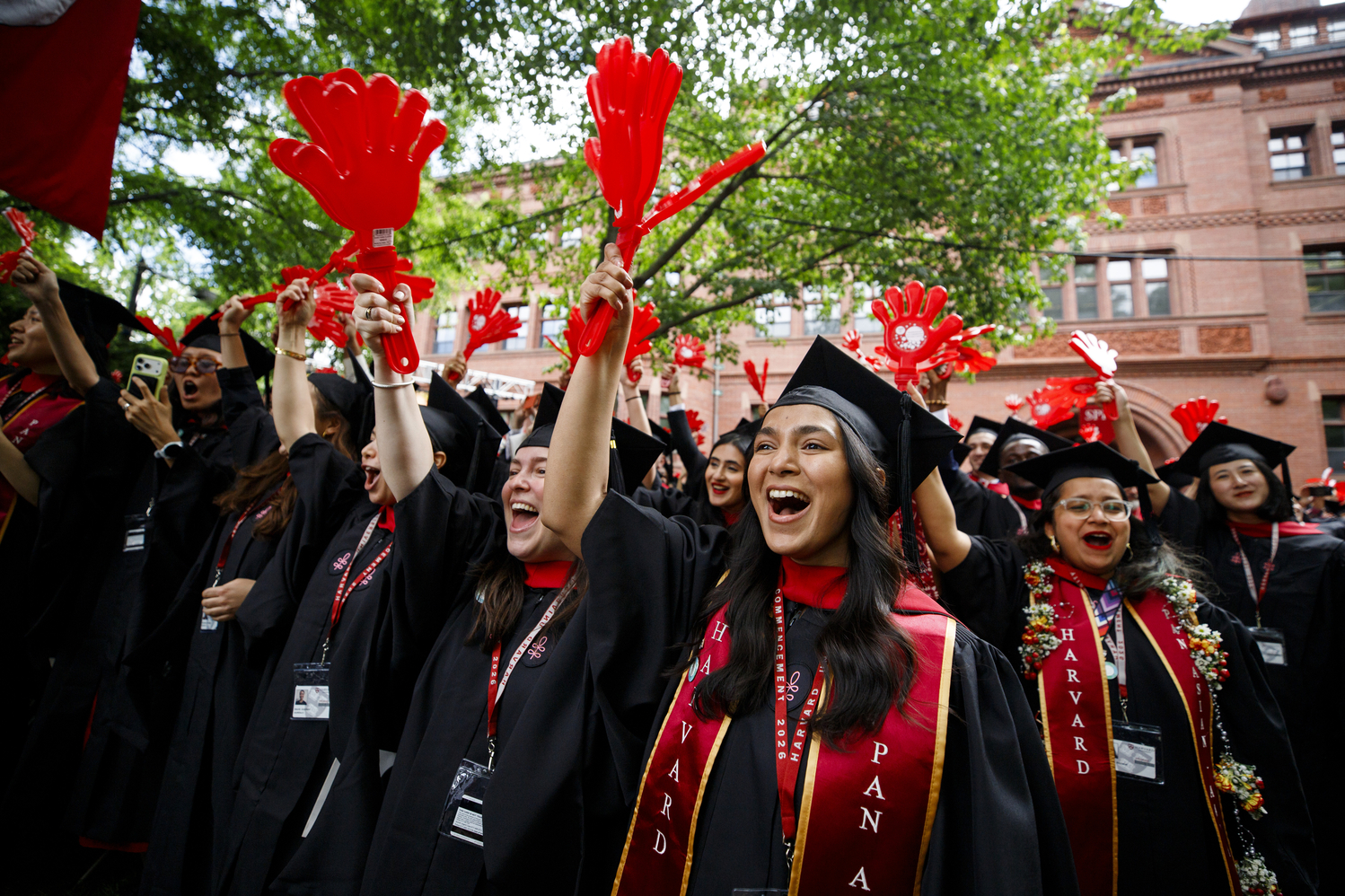 Students celebrating Commencement