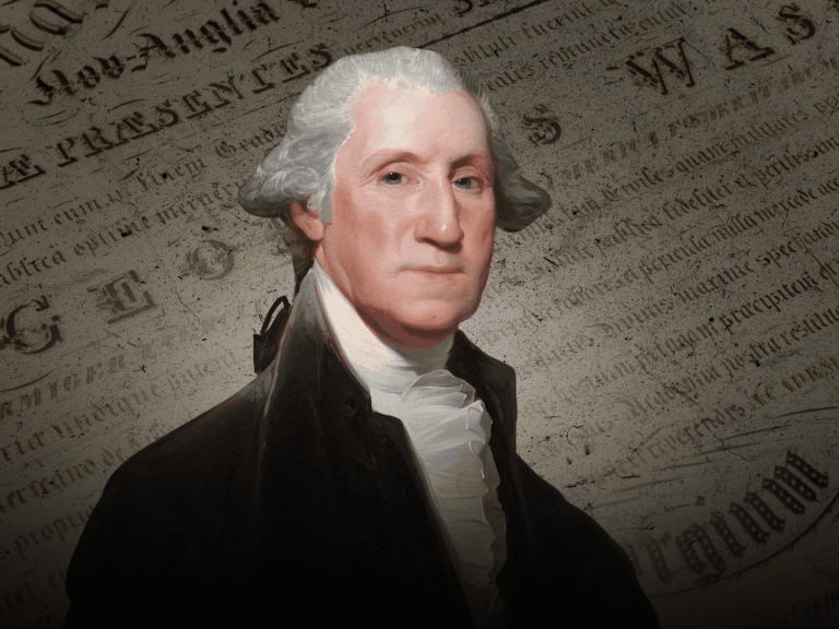 George Washington over an historic document